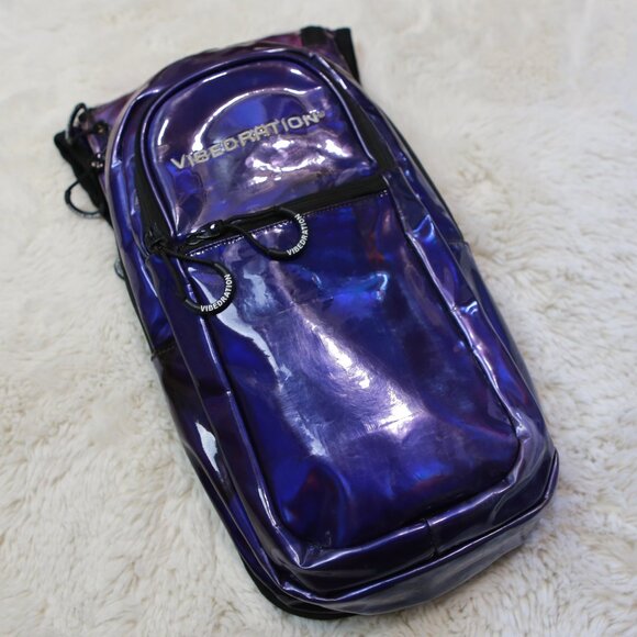 Vibedration Purple Blue Metallic Holographic Hydration Back Pack + Bladders - Picture 1 of 8